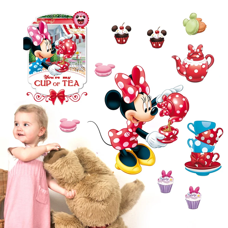 Cartoon Disney Minnie You're A Cup Of Tea Wall Stickers For Nursery Kids Room Home Decor Bedroom Wall PVC Mural Art DIY Poster Cartoon Disney Minnie You're A Cup Of Tea Wall Stickers For Nursery Kids Room Home Decor Bedroom Wall PVC Mural Art DIY Poster