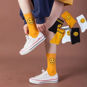 

Justin Beber Celebrity Inspired Socks Drew Street Smiley Face Men and Women Stockings Ins Fashion Women's Sports Cotton Socks