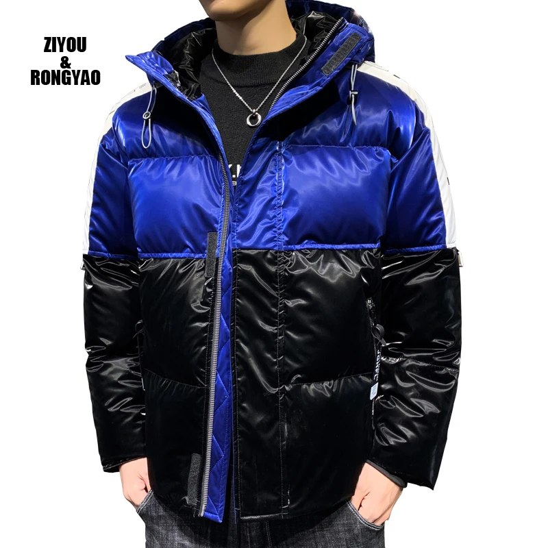 

Men's Winter Down Jackets Shiny Down Doat Cotton-padded Clothes Man Thick Parkas Warm Casual Outwear Bright Men's Winter Jacket