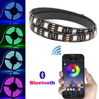 

Bluetooth LED Strip Lights Music Sync APP Control Flexible Waterproof RGB Tape Light Kit with 60 LED Decor Party Supplies 3.28ft