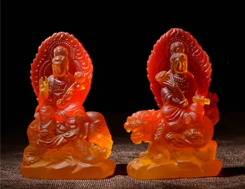 

Chinese Resin Buddhism Manjuist Samantabhadra Kwan-yin Bodhisattva Statue Pair