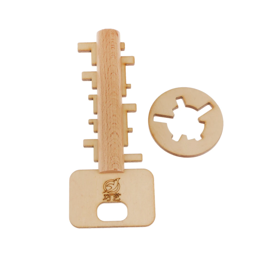 Wooden Kongming Key and Lock Toy Chinese Puzzle Game Family Play  Gift