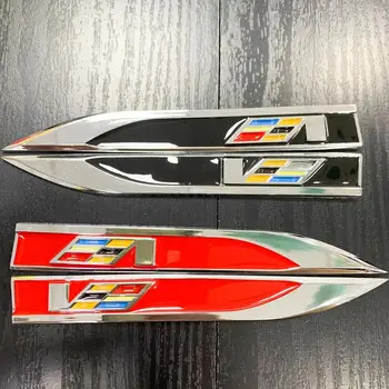 

2pcs Car Wing Decorative Metal Sticker Leaf Plate Sticker Blade Side Sticker For Cadillac CTS Nuclear-powered WTF Car Styling