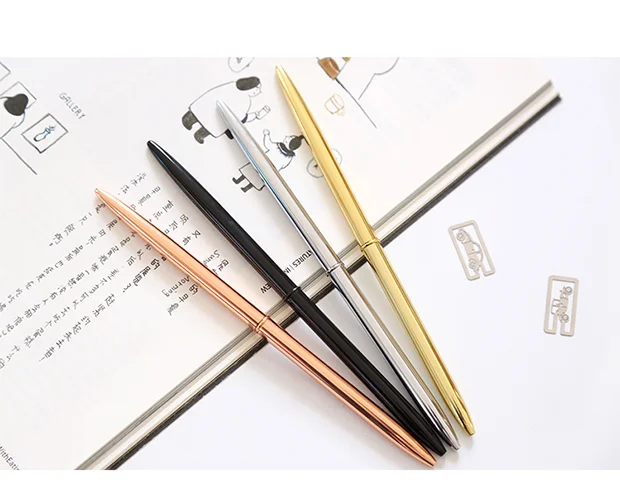 0.7mm Metal Luxury Gold Sivler Ballpoint Pens for Writing School Office Business Supplies