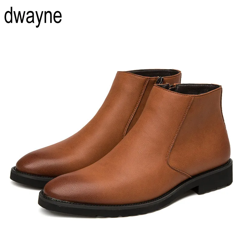 

Fashion Thin Simple Zipper Men Leather Boots Gray Black Brown Big Size 38-45 British Style Pointed Toe Chelsea Boots sdc45