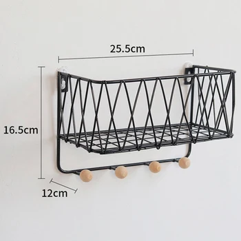 

ELEG-Creative Simple Nordic Wrought Iron Grid Wall Shelf Ornaments Home Wall Hook Wall Mounted Storage Rack Decoration Housekeep