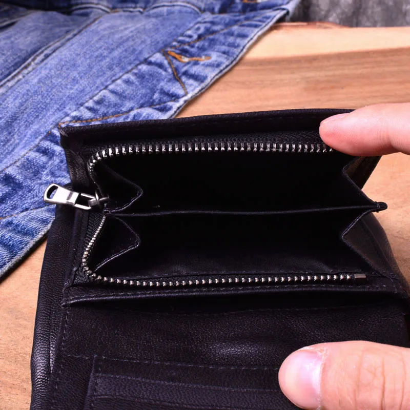 AETOO кожаный кошелек ручной работы мужской короткий секционный вертикальный кошелек на молнии мужской кошелек для денег мужской швейный винтажный кошелек