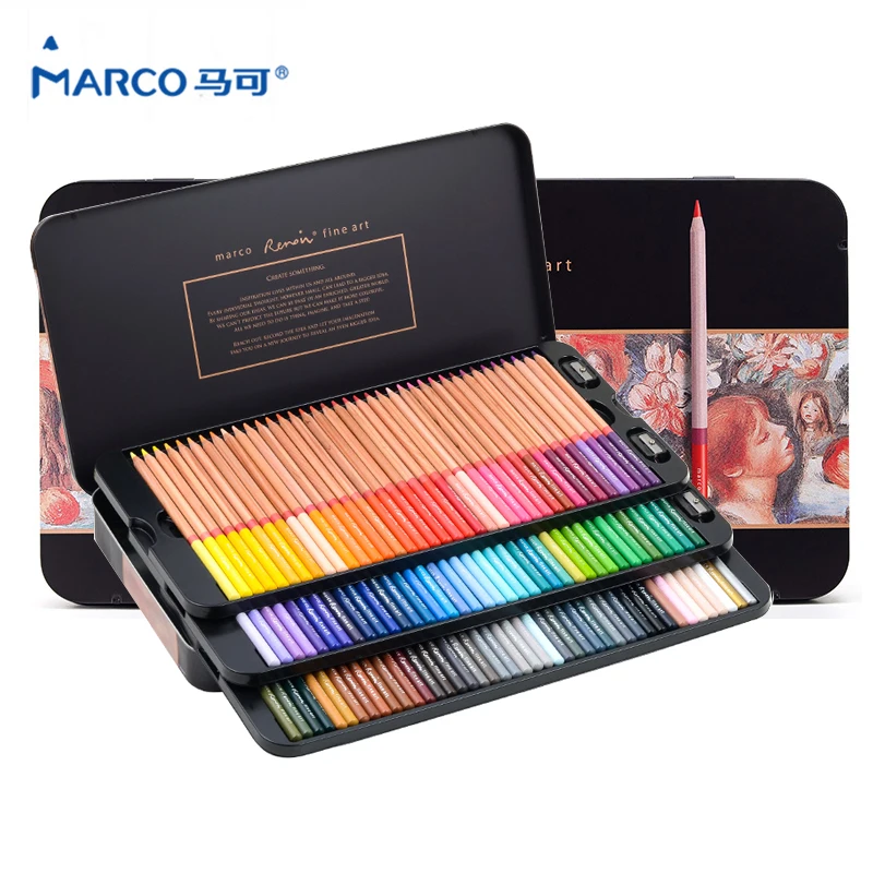 

Marco Renoir 24/36/48/72/100 Colored Pencil Set lapices de colores profesionales Crayons Colouring Drawing Pencil Set Wholesale