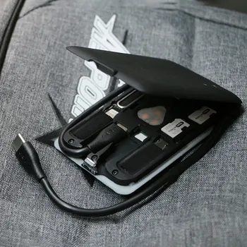 

Multi Function Urban Survival Card Portable LED Light Card Reader Wireless Charger Data Cable Bag