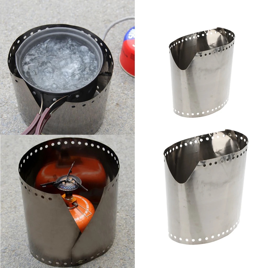 0.03mm Ultra-thin Titanium Foil Wind Shield Outdoor Cooking Roll Up Windshield Screen w/ Carry Bag 58cmx15cm / 58cmx19cm