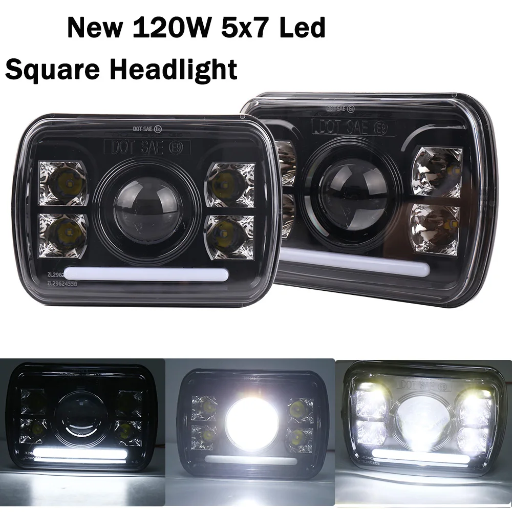 

New 120W 5x7 Led Headlights7x6 Led Sealed Headlamp White Daytime Running Light for Jeep Cherokee GMC Savana Ford Chevrolet Stock