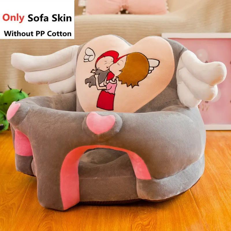 Only Skin Gray Милый мультяшный кожаный диван для младенцев, детское кресло, чехол для дивана, сидение, обучающее кресло, моющееся, только чехол на молнии, без полипропилена, хлопок - Цвет: Only Skin Gray