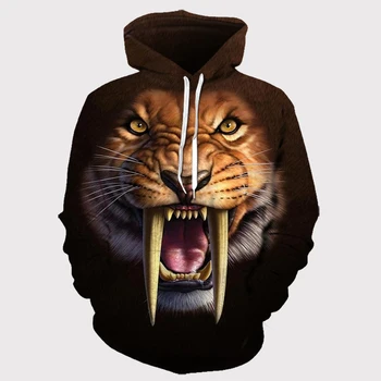 

3D printing Hoodies Animal Printed Hooded Pullovers Coats Male Tiger & Lion Full Printing Hoodies Sweatshirts S-6XL