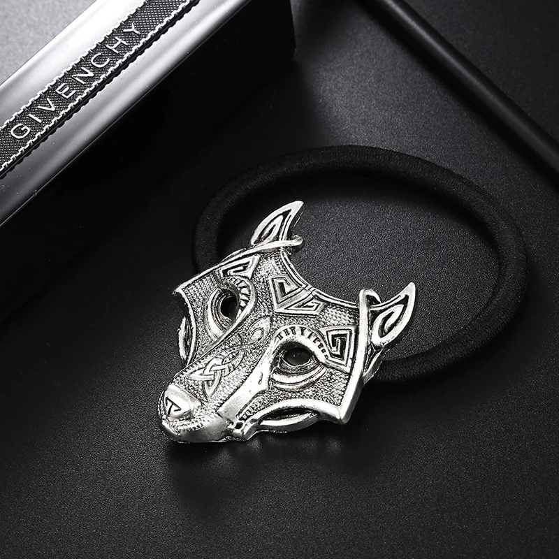Fashion Head Jewelry North Vikings Wolf Hair Bands Wolf Head  Elastic Hair Rubber Bands  Hair Rope Women pvc hemp rope bust shape exhibitor show nice necklace hanger jewelry display necklaces pendants mannequin holder jewellery stand