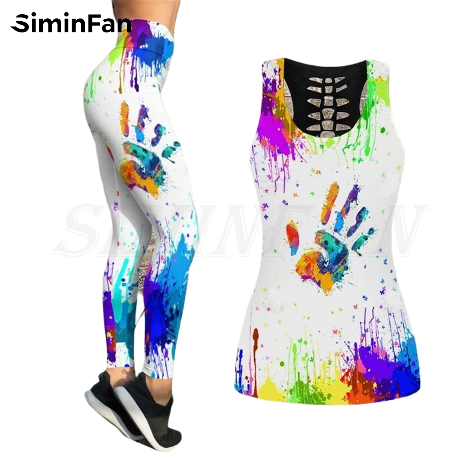 Loving hippie cor combinação roupa leggings e oco para fora tanque terno  superior yoga fitness macio legging verão feminino para a menina -  AliExpress