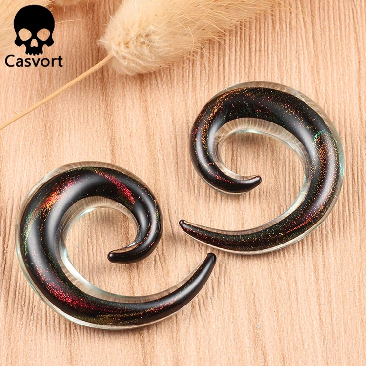 Casvort 2PCS New Piercing Ear Gauges Glass Ear Plugs Tunnels Expander Body Jewelry Stretcher Fashion Earrings For Gift