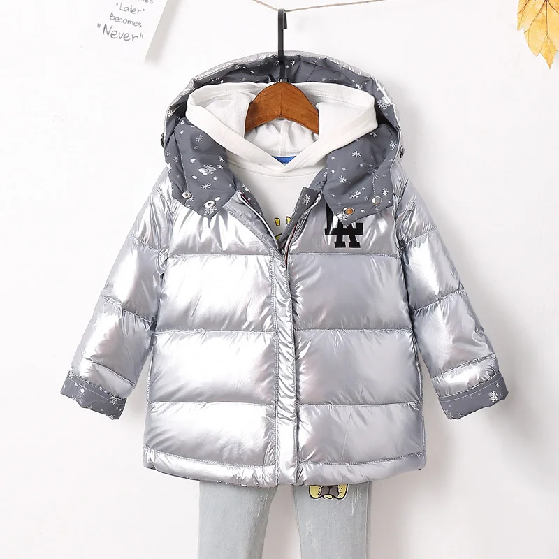 Children Double Sided Down Jacket Winter Reflective Duck Coat Hooded Warm Padded Parkas Students Snow 3-10T Outerwears | Мать и ребенок