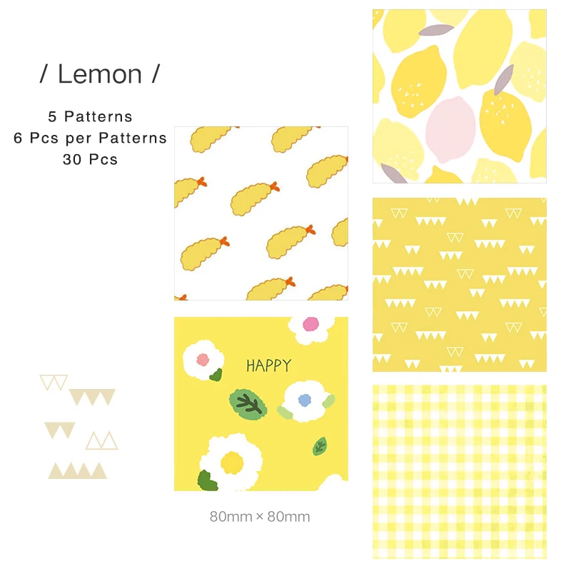 Lemon YUEGUANGXIA 30 шт./лот каваи цветок мультфильм прозрачное масло бумага Блокнот Отрывные листы для заметок офисные и школьные принадлежности - Цвет: Lemon