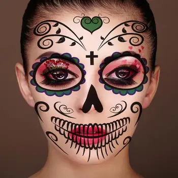 

6pcs Halloween Face Stickers Waterproof Temporary Tattoos Sticker Face Decals For Adults Halloween Decoration