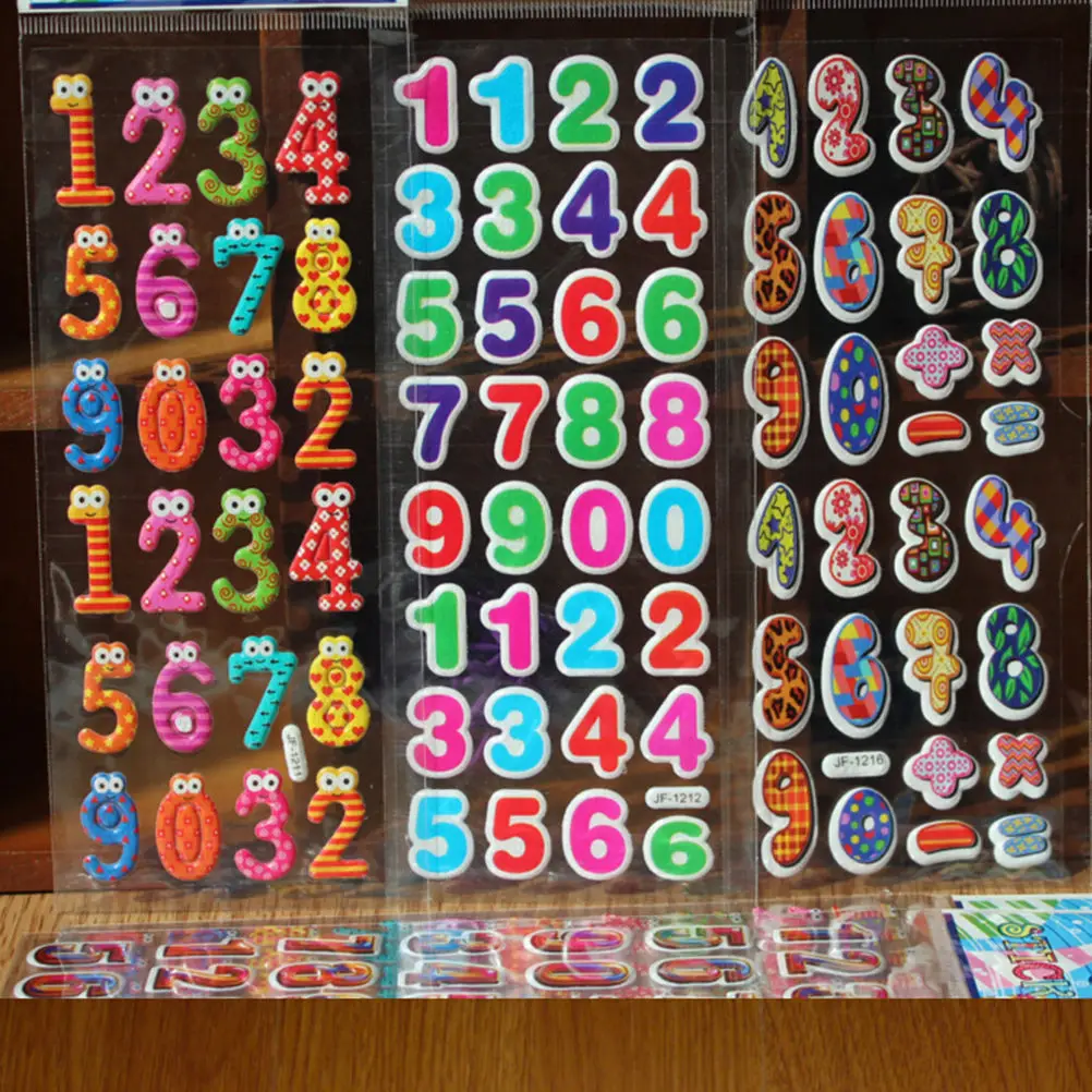 

10Pcs 3D Cartoon Arabic Numbers stickers character stickers for Children's enlightenment education rewards stickers Random send