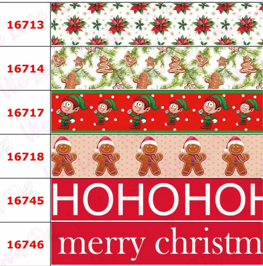 

16mm-75mm Christmas Series Colorful Bell Snowman Printed Grosgrain/Foe Ribbon Cookies DIY Hair Bowknots Party Decor 50yards/roll