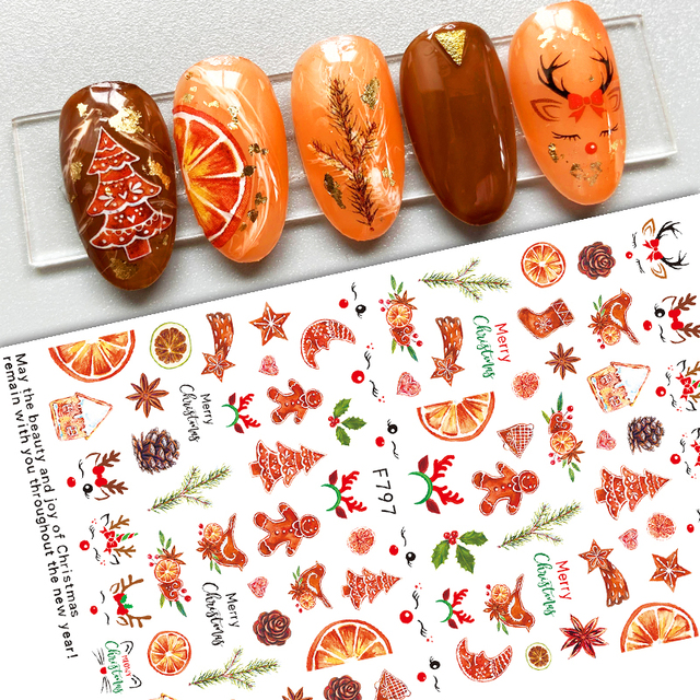 Christmas and Halloween Nail Art Sticker Bow Elk Snowflake Star Nail Slider Skull Lips Snake Nail Art Decal