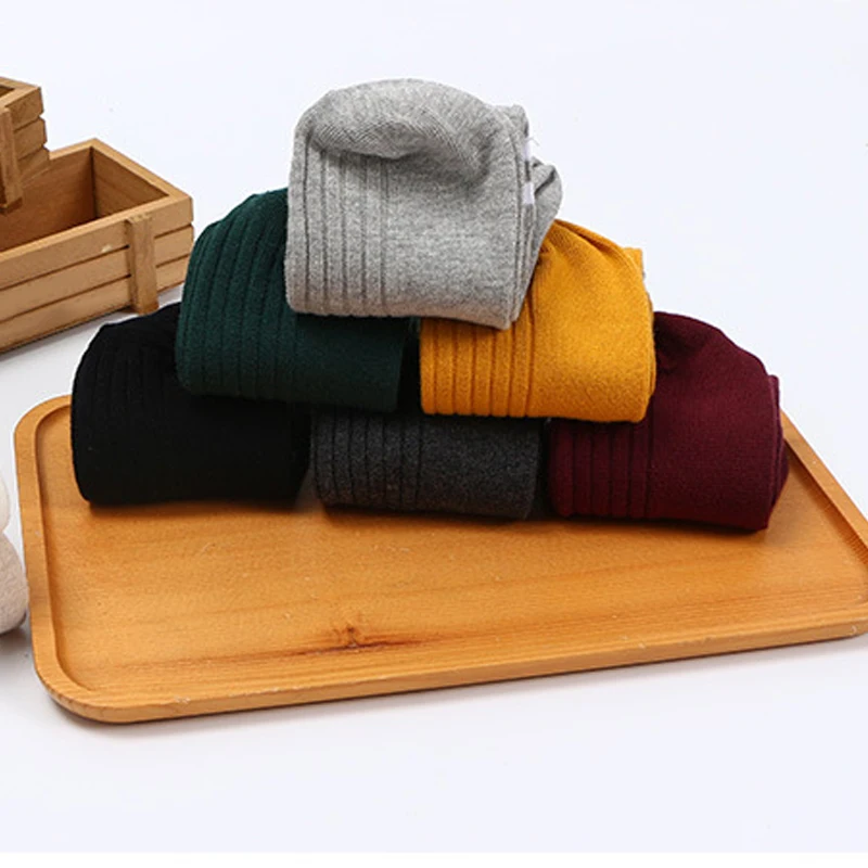 1Pair Women Funny Warm Socks Girls Solid Colors Cotton Retro Autumn Winter Christmas Cute High Quality Sock