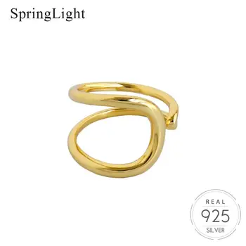 

Springlight Minimalist Double Line Smooth All-match Opening Ring Real 925 Sterling Silver Handmade Fine Jewelry Rings for Women