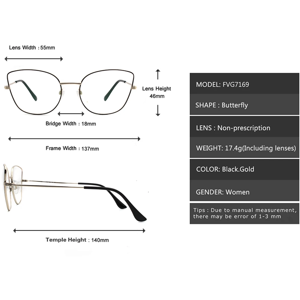 Новинка, Модные металлические очки кошачий глаз с бабочкой, оправа для женщин, ретро оптические очки, очки FVG7169