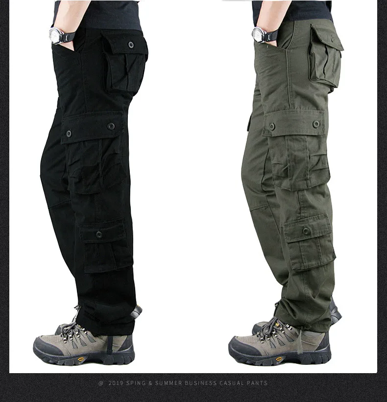 Осенние повседневные хлопковые брюки карго мужские уличные комбинезоны мужские с несколькими карманами одежда для уличных работ длинные брюки мужские широкие прямые брюки