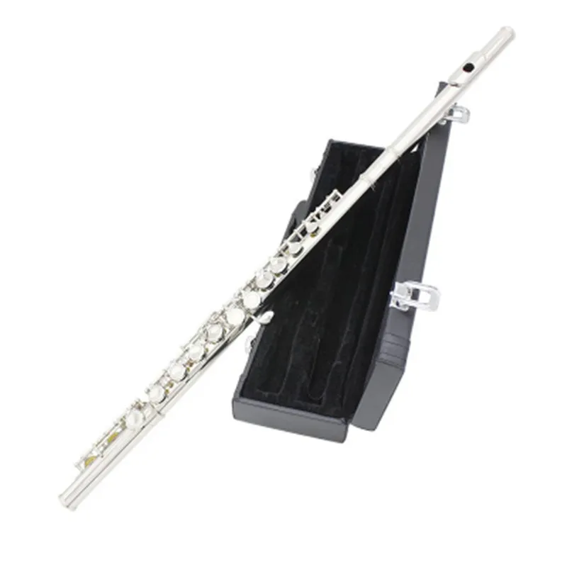 nickel open hole Nickel plating 16 holes flute musical instrument silver plated Professional E key C tone flute open and close hole - Цвет: nickel open hole