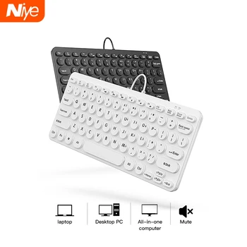 

Ergonomic Keyboard for Computer PC Laptop Cute Keyboards 78 Keys Round Keycaps Teclados Gamer Not Bluetooth Keyboard Drop Ship