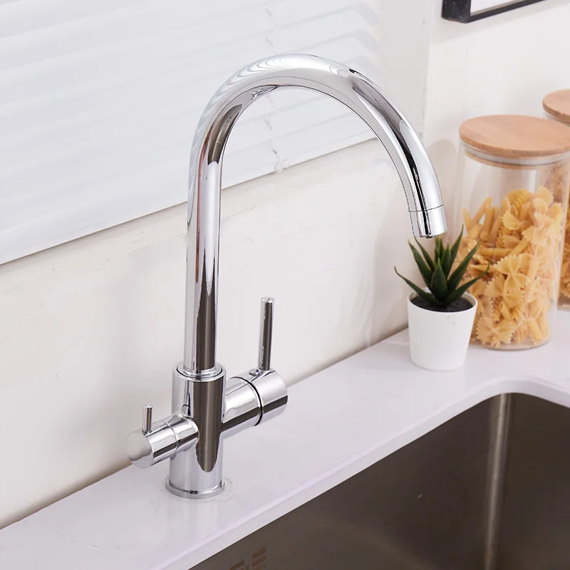 drinking Water Purification Tap Beige&Chrome Kitchen sink Faucet mixer Design 360 Degree Rotation filtered Kitchen Faucet pantry cabinet Kitchen Fixtures