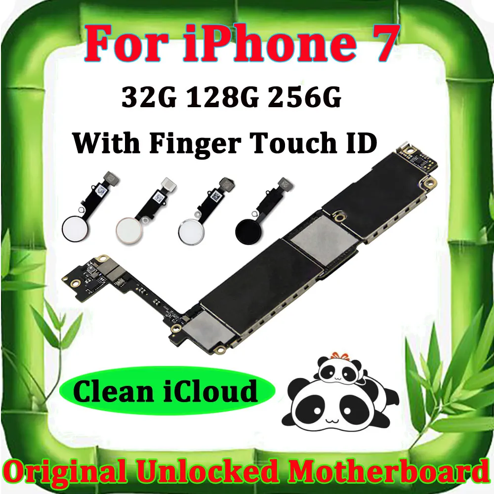 Оригинальная материнская плата для iPhone 7 4,7 ''дюймов с функцией распознавания отпечатков пальцев Touch ID, материнская плата с полной функциональностью, материнская плата без iCloud