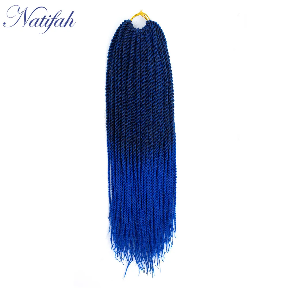 Natifah Ombre Сенегальские крученые волосы на крючках косички волосы 18 дюймов Синтетические косички для наращивания волос 30 корней/упаковка коричневые косички - Цвет: # Синий
