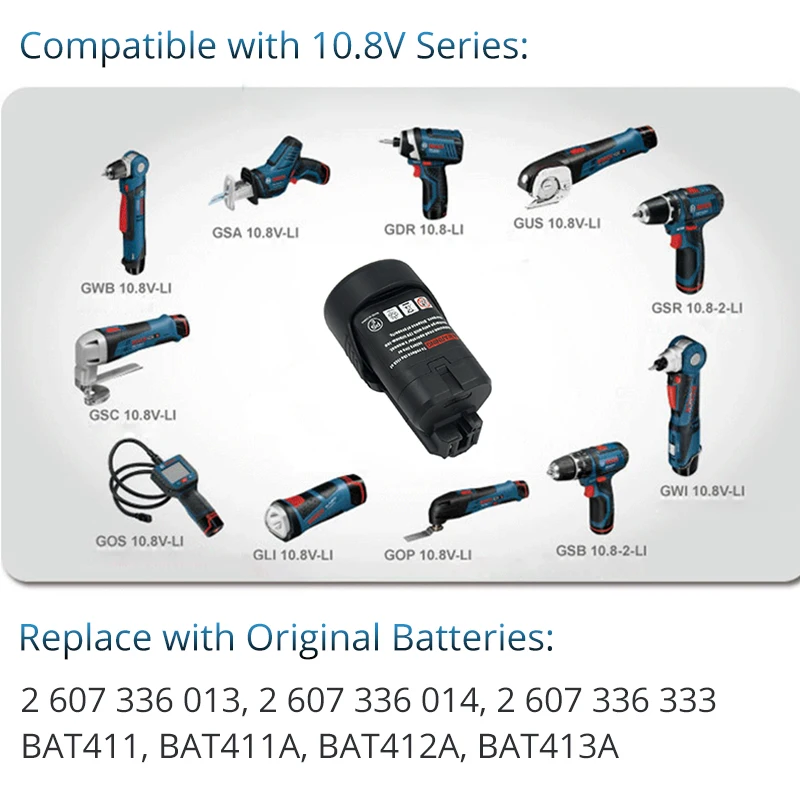 Najtaniej 2 sztuk 10.8v 12V 2000mAh akumulator litowo jonowy akumulator do Bosch BAT411 BAT412A BAT413A GDR 10.8 LI GSR 10.8 v li Sony Cell