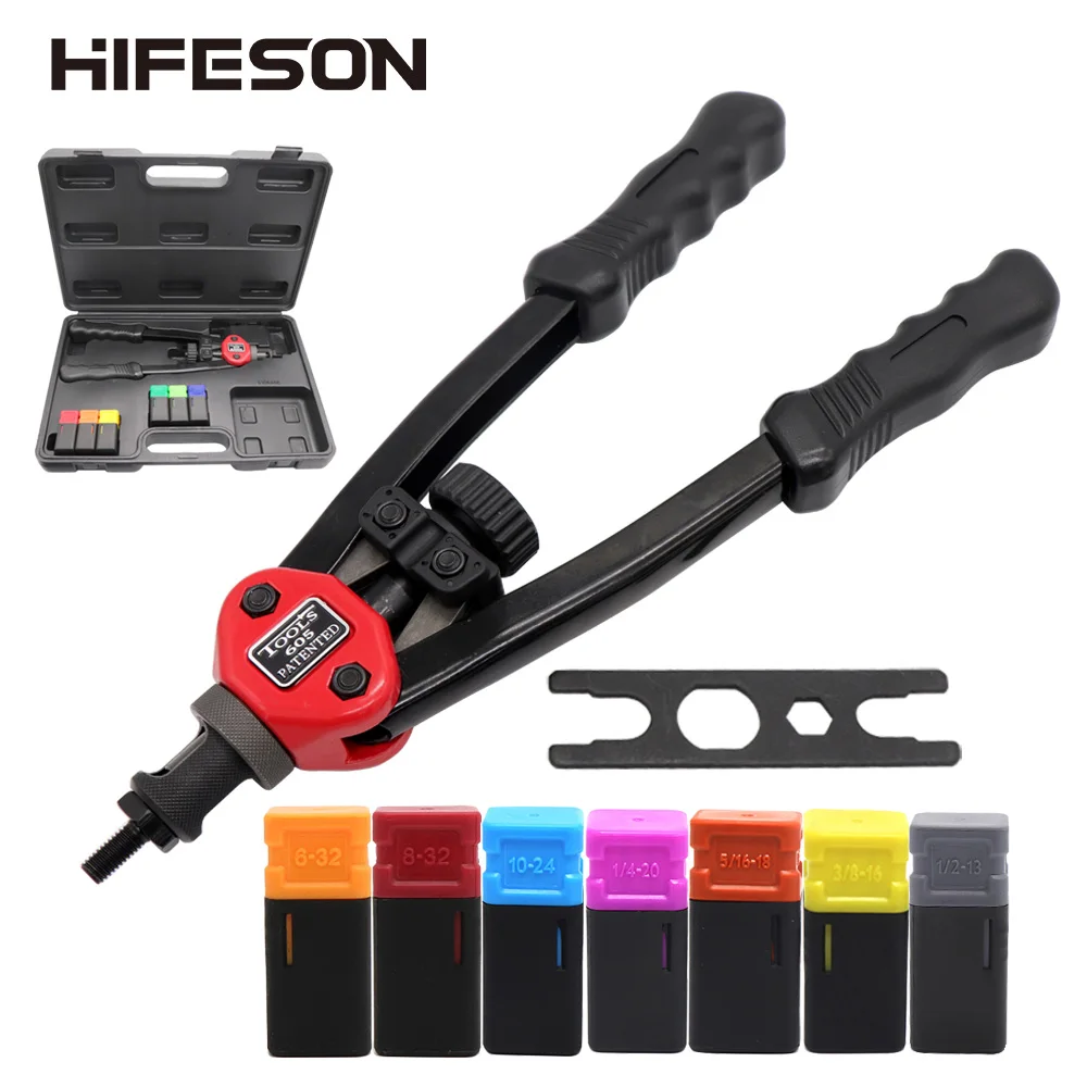 HIFESON Rivet Nut Guns Auto Riveter Tool BT-606 Riveter Nut tool Hand Insert Rivet Nut Tool Manual Mandrels 6-32 8-32 BT-605 afbeelding