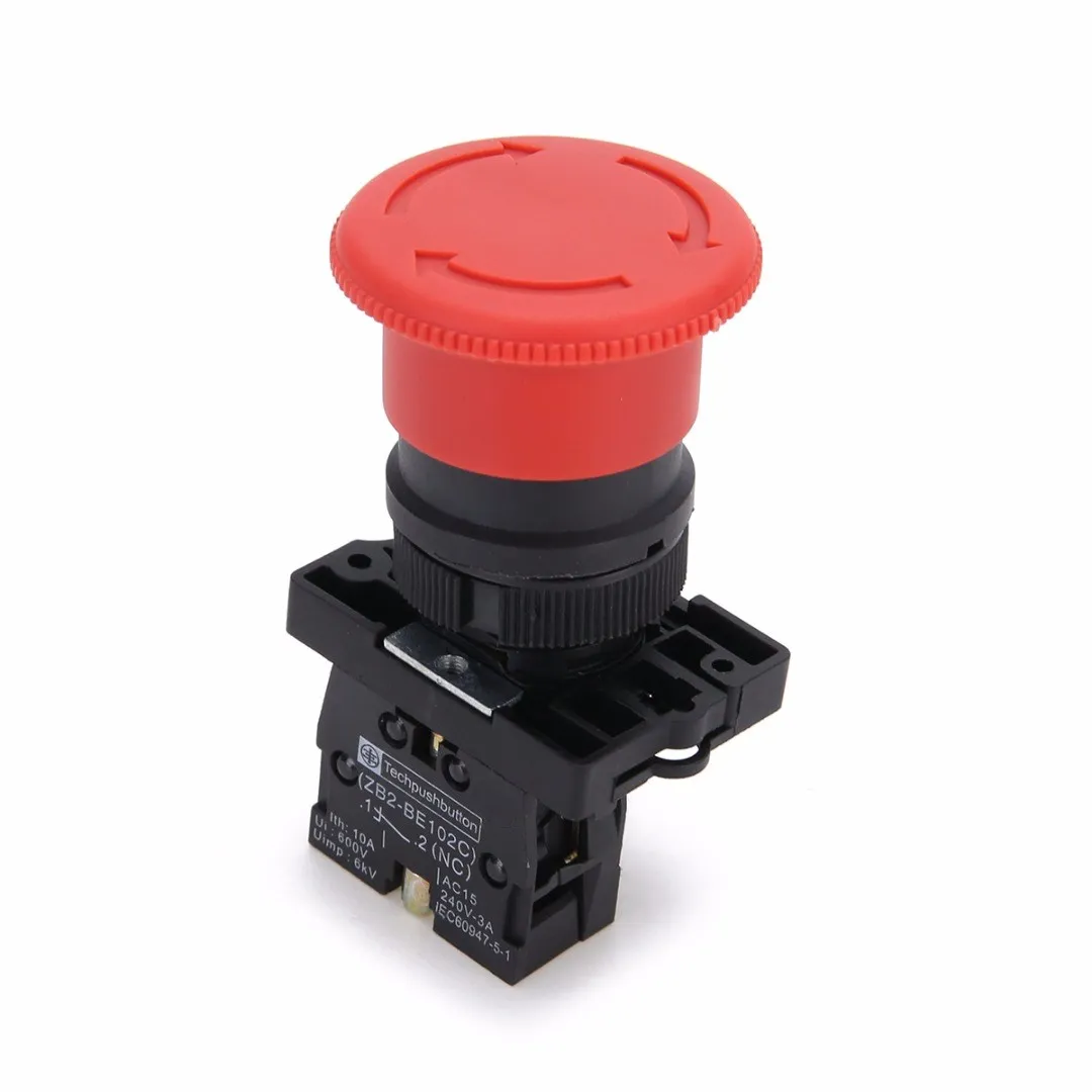 

ZB2-BE102C P172 Red NC 22mm Emergency Stop Mushroom Push button switch XB2-ES542 Control electrical starter switch 220V 10A