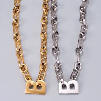 

Amaiyllis Steampunk Letter B Initial Necklaces Chunky Chain Necklaces For Women Statement temperament Choker Collar 2020 Jewelry