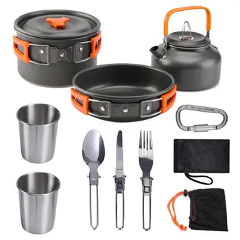 

Outdoor Camping Stove Tableware Hiking Cookware Outdoor Pot Bowl Fork Spoon Table Knife Fork Stove Kit Picnic Camping Tools