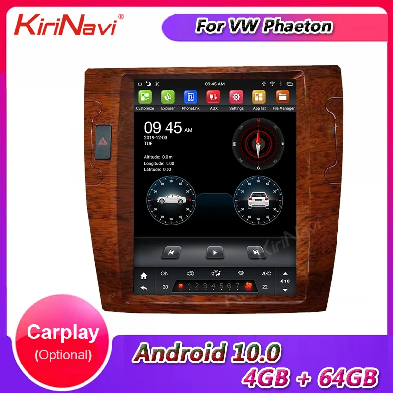 Вертикальный экран KiriNavi в стиле Tesla 1 Din Android 10 0 для Volkswagen VW Phaeton автомобильный