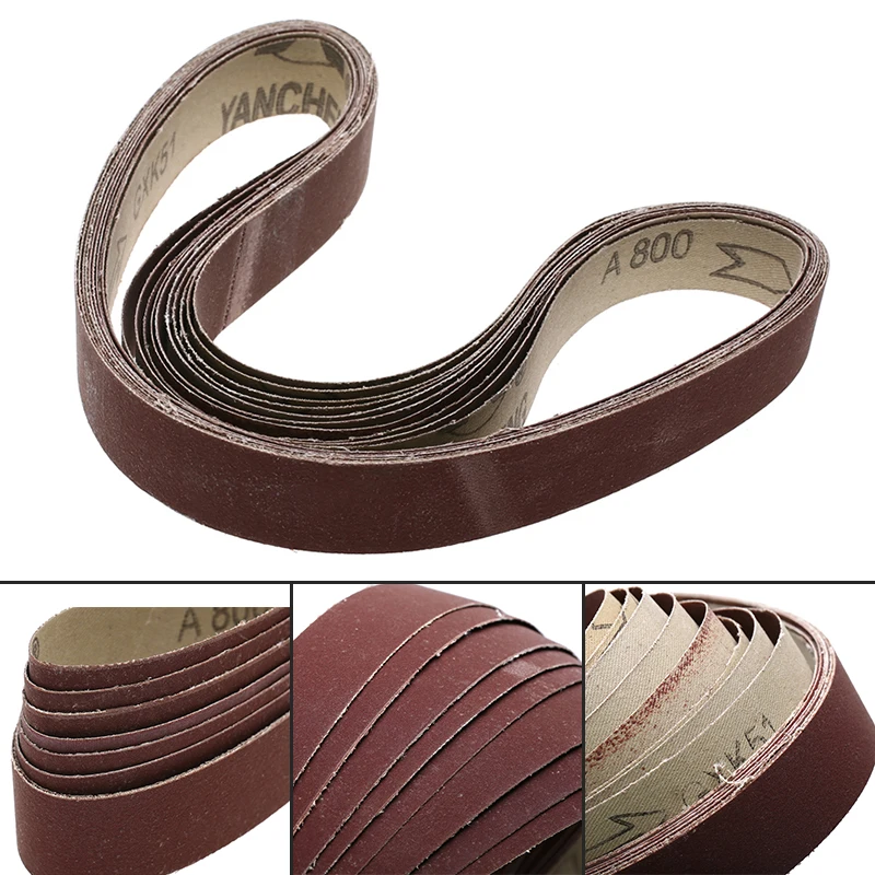 DWZ 10Pcs 1'' x 30'' 760 x 25mm 800 Grit Sanding Belts Strip Oxide Paper Abrasive 