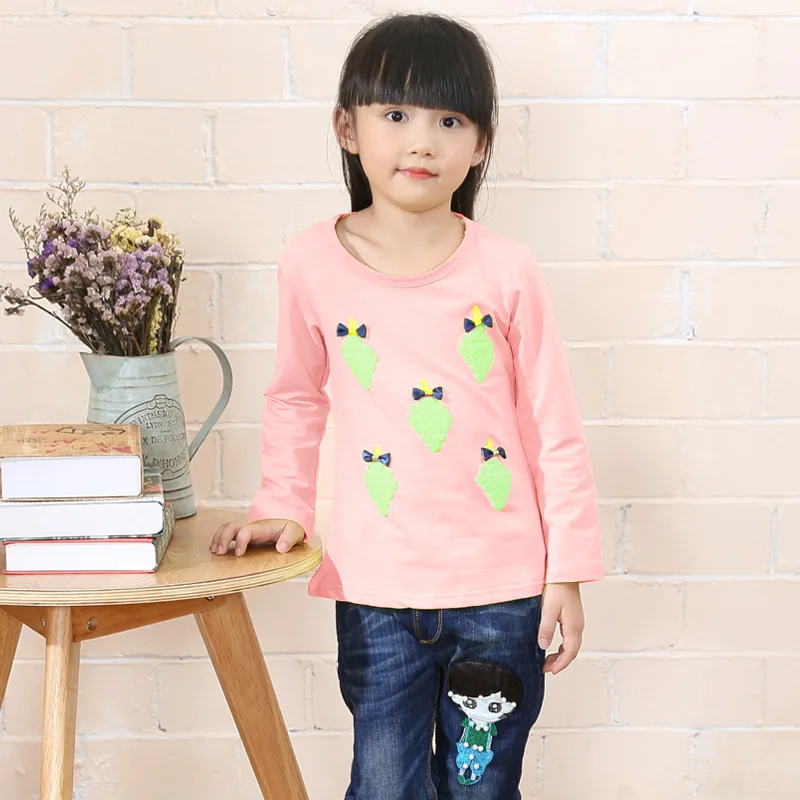 

Pure Cotton Girls Bottoming Shirts Korean-style 2019 New Style Versatile Casual Long-sleeved Upper Garment Strawberry Printed Pu