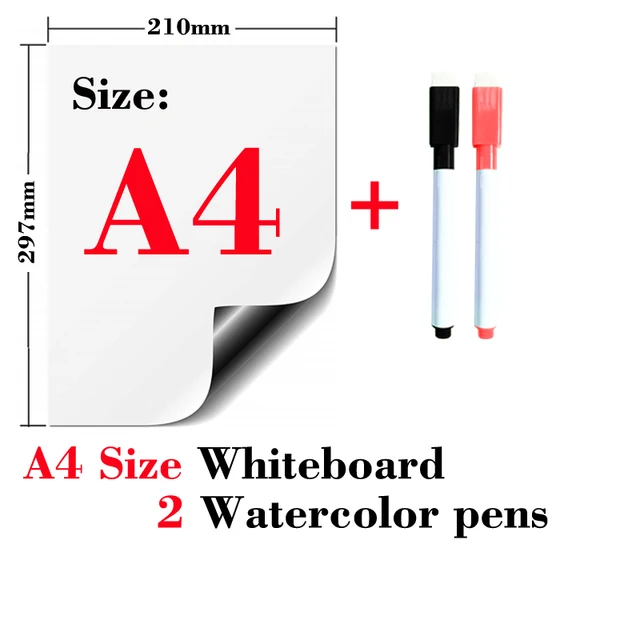 Magnetic soft whiteboard refrigerator stickers erasable memo message board office teaching practice writing board door stickers A4-2Pen