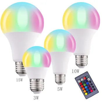 

Hot Sales 3w LED RGB Bulb Lamp A60 Plastic Clad Aluminum Colorful RGBW Remote Control Atmosphere Bulb