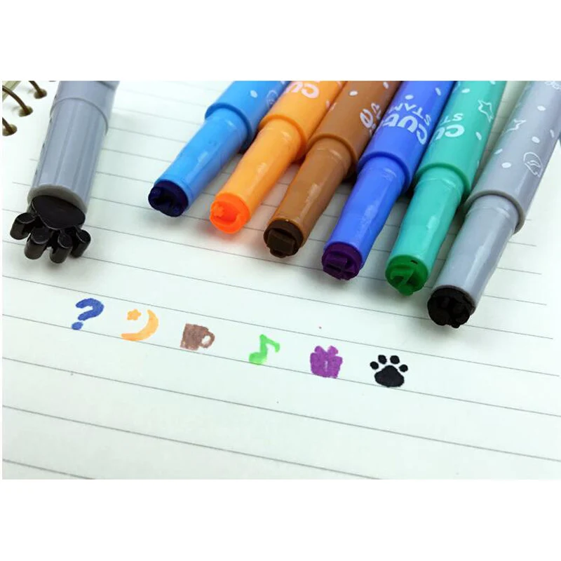 6 Teile/satz Nette Candy Farbe Textmarker Stift Tinten Kreative Marker Stempel Fluoreszierende Stifte schule Liefert büro Schreibwaren – Detail 4