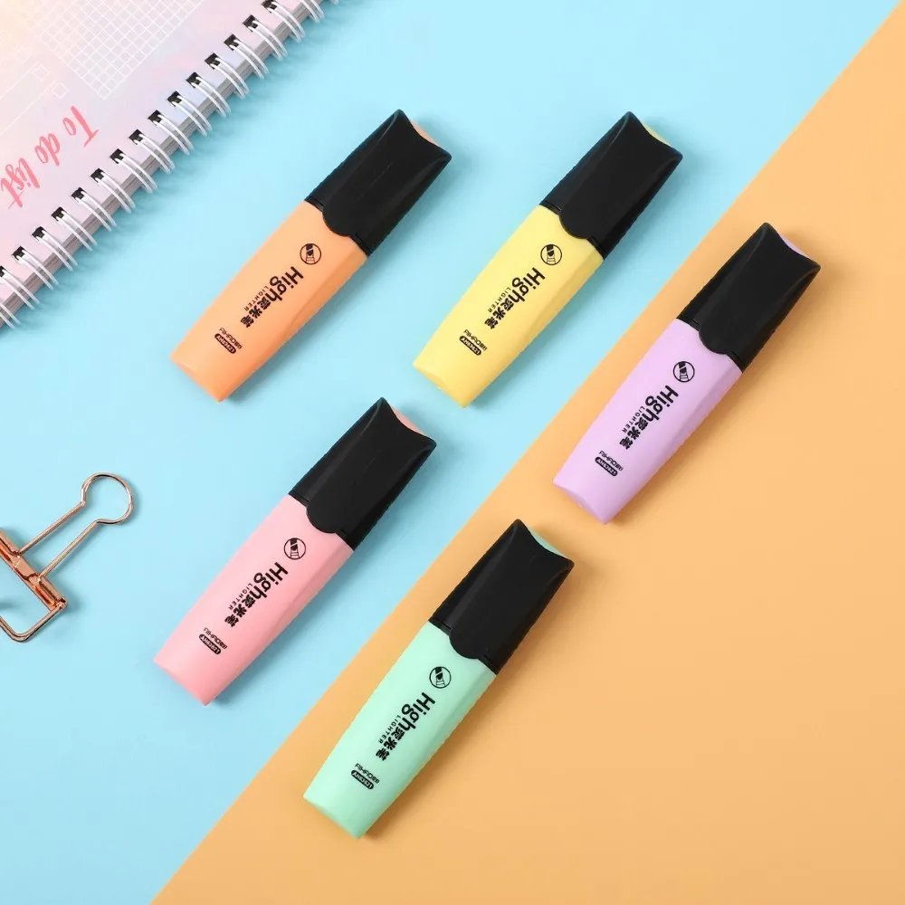 

keyord 6pcs/set Macaroon Highlighter cute Inclined head Fluorescent pen Kids Graffiti Marker Pen bullet joural Stationery Supply