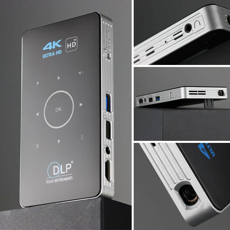 Alston c6 mini 4k dlp android 9.0 projetor wifi bluetooth 4.0 portátil ao ar livre filme de vídeo cinema em casa apoio miracast airplay-1