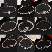 Корейский Изысканный циркониевый браслет женский четырехлистный клевер Роза пентаграмма Капля воды лук узел из нержавеющей стали не выцветает ювелирные изделия