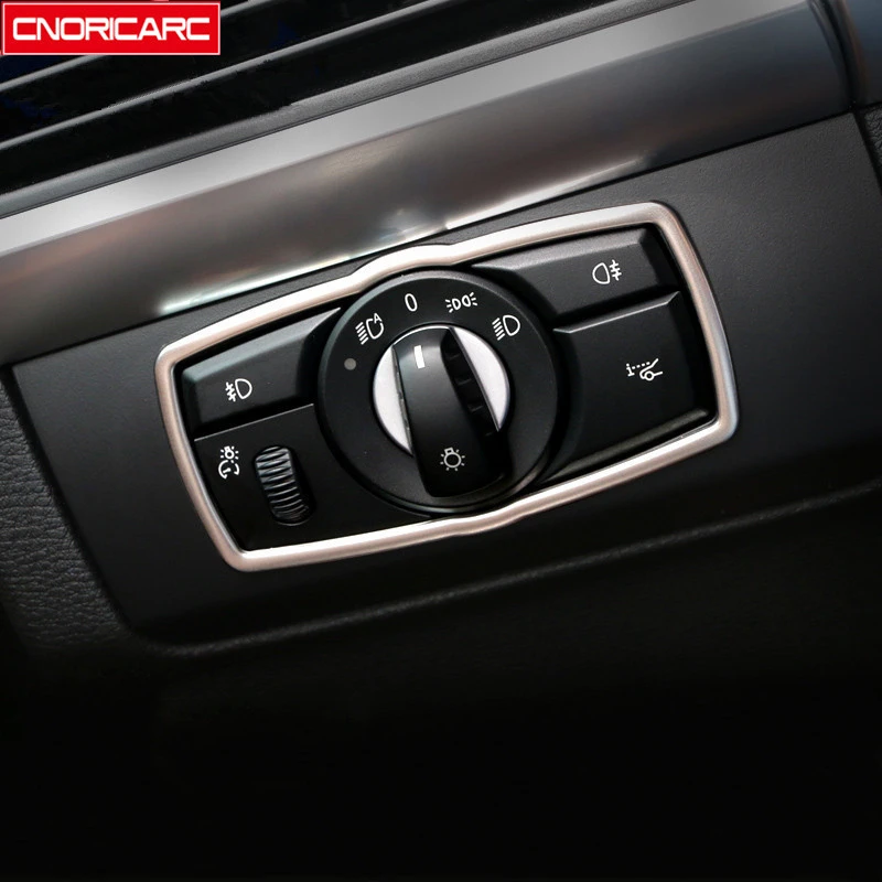Stainless Steel Headlight Switch Frame Decoration Cover Trim For Bmw X5